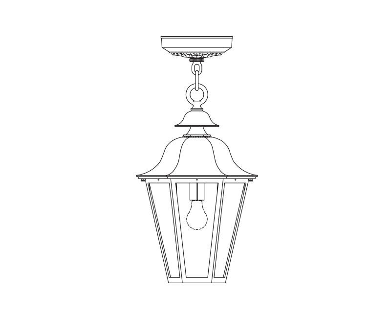 Manor, Large, aluminum, Ceiling Mount, Clear acrylic, (1) 100W INC, 120V